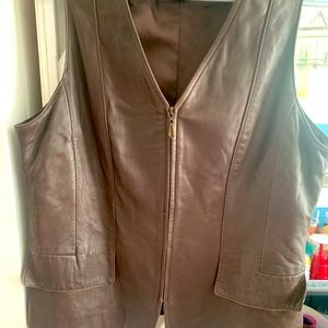 VINTAGE SOFT LEATHER BRIWN VEST from early Liz Claiborne.